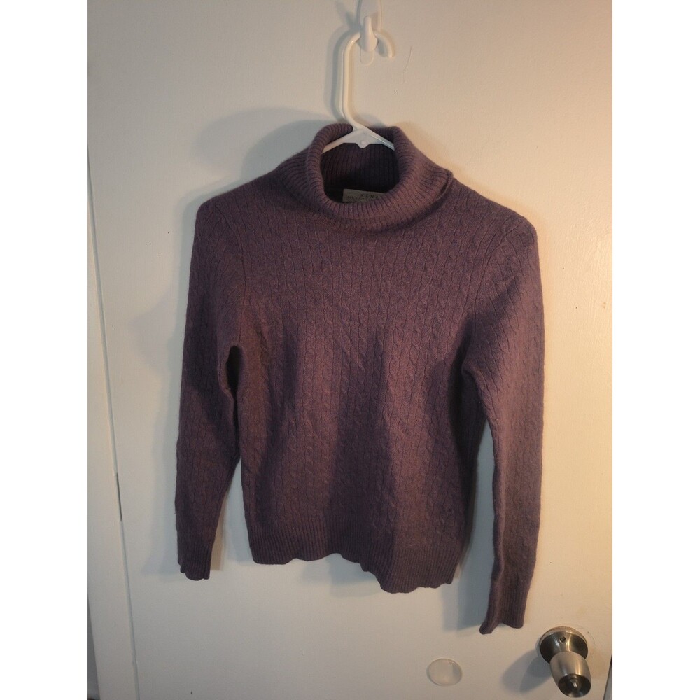 Kenar Womens Large Purple 100 % Cashmere Turtle Neck Sweater Long Sleeve